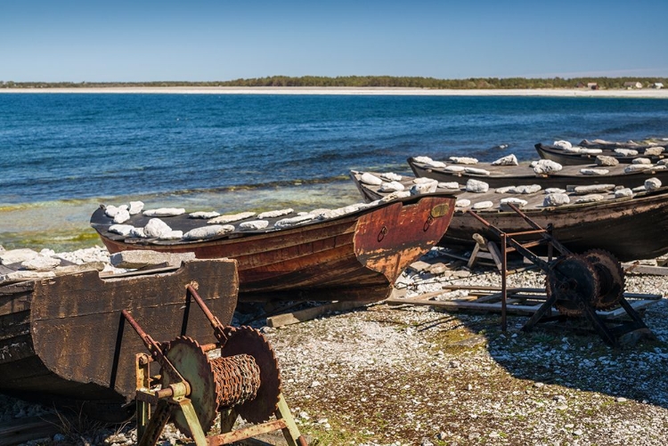 Picture of SWEDEN-FARO ISLAND-KURSVIKEN-COASTAL FARMERS FISHING BOATS