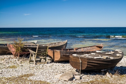 Picture of SWEDEN-FARO ISLAND-KURSVIKEN-COASTAL FARMERS FISHING BOATS