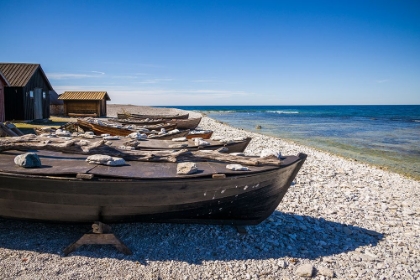 Picture of SWEDEN-FARO ISLAND-KURSVIKEN-COASTAL FARMERS FISHING BOATS