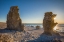 Picture of SWEDEN-FARO ISLAND-LANGHAMMARS AREA-LANGHAMMAR COASTAL LIMESTONE RAUK ROCK-SUNSET