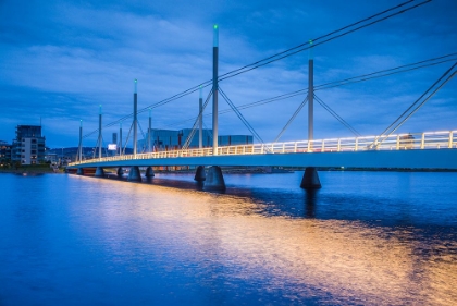 Picture of SWEDEN-LAKE VATTERN AREA-JONKOPING-MUNKSJON BAY BRIDGE-DUSK