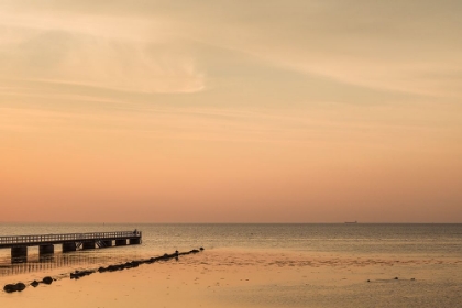 Picture of SWEDEN-SCANIA-MALMO-RIBERBORGS STRANDEN BEACH AREA-PIER AT SUNSET