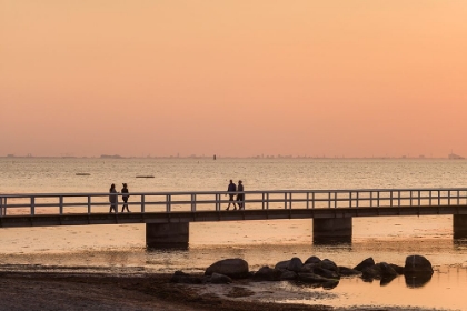 Picture of SWEDEN-SCANIA-MALMO-RIBERBORGS STRANDEN BEACH AREA-PIER AT SUNSET