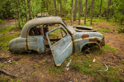 Picture of SWEDEN-SMALAND-RYD-KYRKO MOSSE CAR CEMETERY-FORMER JUNKYARD NOW PUBIC PARK-JUNKED CARS