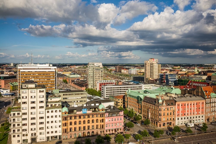 Picture of SWEDEN-SCANIA-MALMO-INRE HAMNEN INNER HARBOR-ELEVATED SKYLINE VIEW