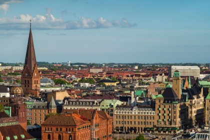 Picture of SWEDEN-SCANIA-MALMO-INRE HAMNEN INNER HARBOR-ELEVATED SKYLINE VIEW