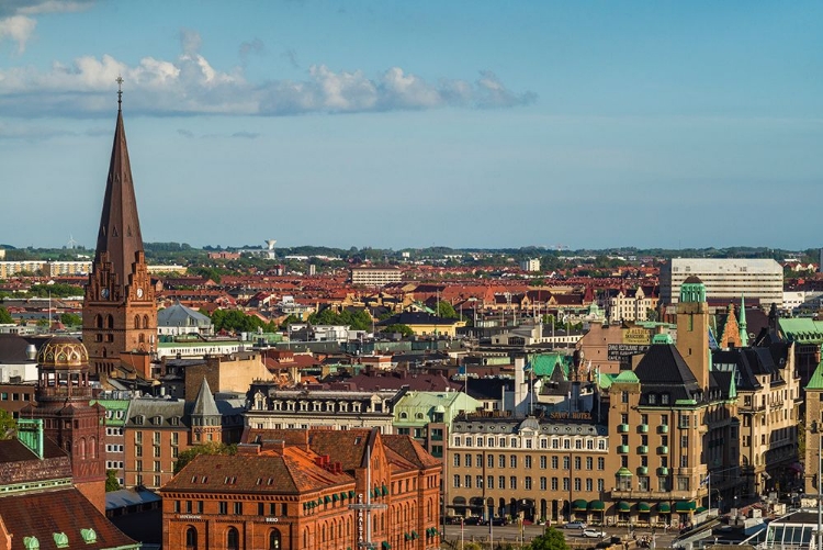 Picture of SWEDEN-SCANIA-MALMO-INRE HAMNEN INNER HARBOR-ELEVATED SKYLINE VIEW