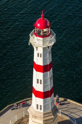 Picture of SWEDEN-SCANIA-MALMO-INRE HAMNEN INNER HARBOR-LIGHTHOUSE-HIGH ANGLE VIEW