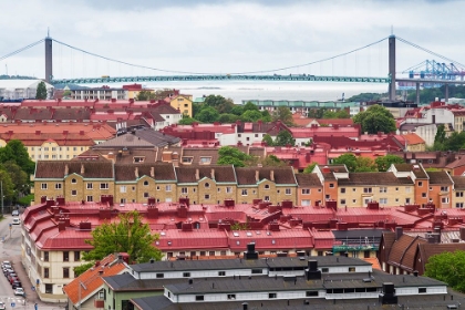 Picture of SWEDEN-VASTRAGOTLAND AND BOHUSLAN-GOTHENBURG-HIGH ANGLE VIEW OF THE ALVSBORGSBRON BRIDGE