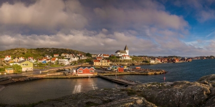 Picture of SWEDEN-BOHUSLAN-TJORN ISLAND-SKARHAMN-TOWN SKYLINE WITH SKARHAMN CHURCH-SUNSET