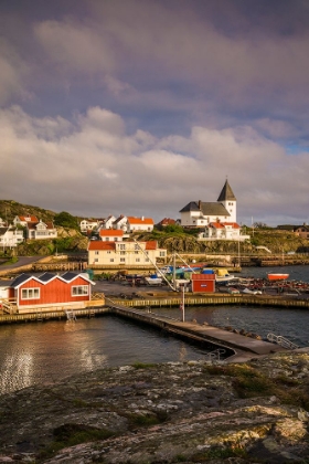 Picture of SWEDEN-BOHUSLAN-TJORN ISLAND-SKARHAMN-TOWN SKYLINE WITH SKARHAMN CHURCH-SUNSET