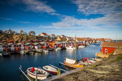 Picture of SWEDEN-BOHUSLAN-SMOGEN-SMOGENBRYGGAN-ANTIQUE BOAT HOUSES AND FISHING SHACKS