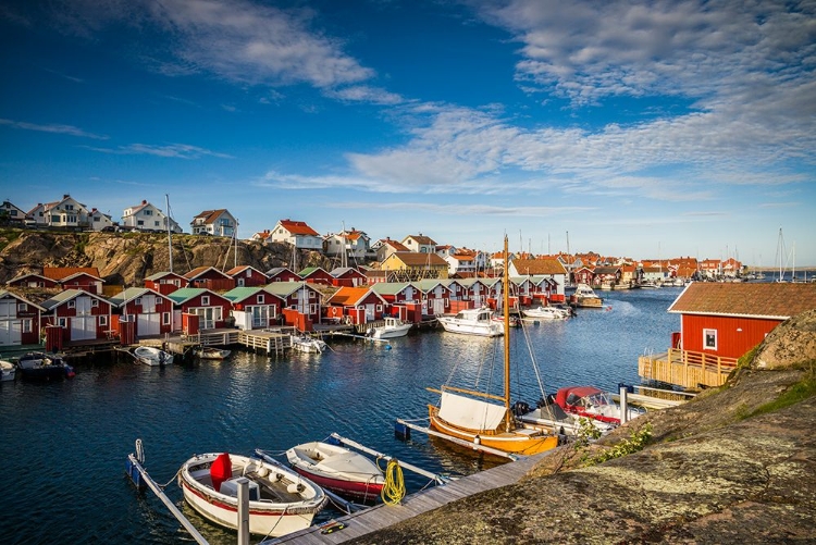 Picture of SWEDEN-BOHUSLAN-SMOGEN-SMOGENBRYGGAN-ANTIQUE BOAT HOUSES AND FISHING SHACKS