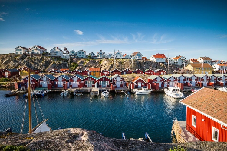 Picture of SWEDEN-BOHUSLAN-SMOGEN-SMOGENBRYGGAN-ANTIQUE BOAT HOUSES AND FISHING SHACKS