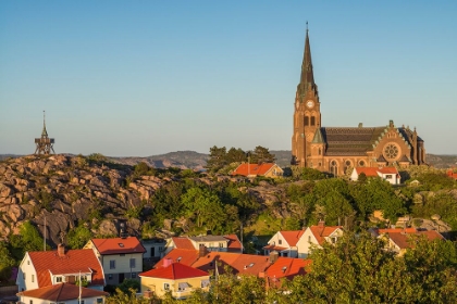Picture of SWEDEN-BOHUSLAN-LYSEKIL-HIGH ANGLE VIEW OF THE LYSEKIL CHURCH-SUNSET