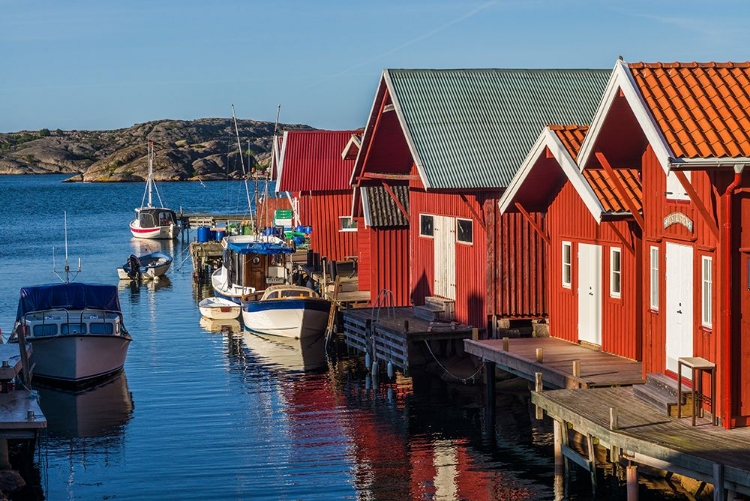 Picture of SWEDEN-BOHUSLAN-KUNGSHAMN-RED FISHING SHACKS IN THE FISKETANGEN-OLD FISHERMANS NEIGHBORHOOD