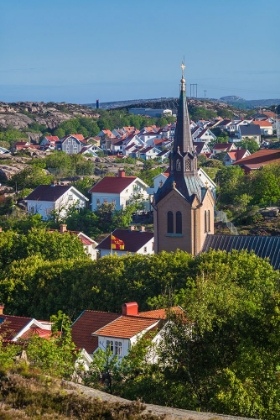 Picture of SWEDEN-BOHUSLAN-KUNGSHAMN-TOWN VIEW FROM THE SOUTH-WITH CHURCH