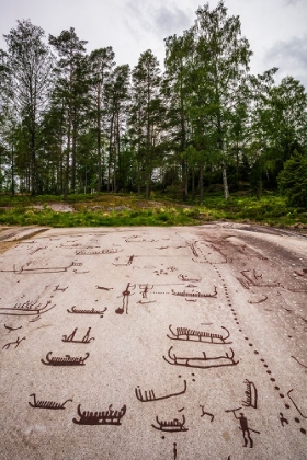 Picture of SWEDEN-BOHUSLAN-TANUMSHEDE-BRONZE AGE CARVING DETAIL OF THE TANUM AREA SHOWING MAN WITH BIG SEXUAL 