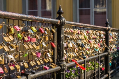 Picture of SWEDEN-VASTMANLAND-VASTERAS-LOVE LOCKS ON THE APOTEKARBRON BRIDGE-OLD TOWN