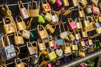 Picture of SWEDEN-VASTMANLAND-VASTERAS-LOVE LOCKS ON THE APOTEKARBRON BRIDGE-OLD TOWN