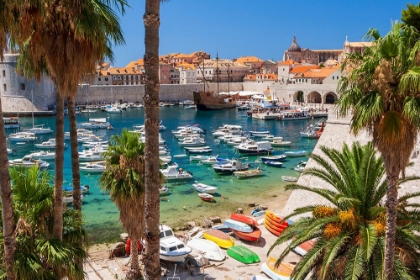 Picture of VIEW OF BOATS IN OLD PORT-DALMATIAN COAST-ADRIATIC SEA-CROATIA-EASTERN EUROPE