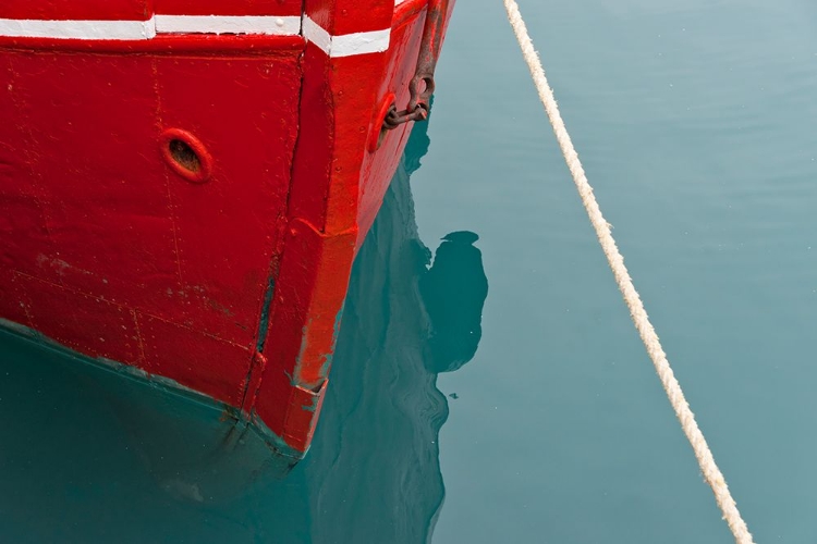 Picture of RED BOAT ON THE OCEAN-NARSARSUAQ-GREENLAND