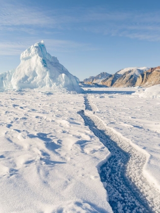 Picture of ICEBERGS IN FRONT OF APPAT ISLAND-FROZEN INTO THE SEA ICE OF THE UUMMANNAQ FJORD SYSTEM DURING WINT