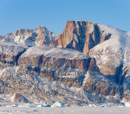 Picture of ICEBERGS IN FRONT OF APPAT ISLAND-FROZEN INTO THE SEA ICE OF THE UUMMANNAQ FJORD SYSTEM DURING WINT