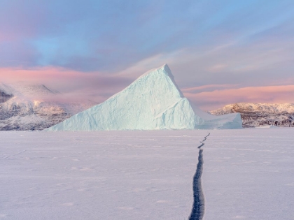 Picture of ICEBERGS IN FRONT OF STOREN ISLAND-FROZEN INTO THE SEA ICE OF THE UUMMANNAQ FJORD SYSTEM DURING WIN