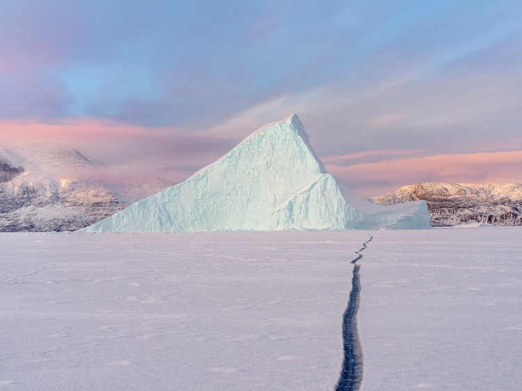 Picture of ICEBERGS IN FRONT OF STOREN ISLAND-FROZEN INTO THE SEA ICE OF THE UUMMANNAQ FJORD SYSTEM DURING WIN