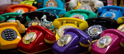 Picture of ARGENTINA-BUENOS AIRES SAN TELMO MARKET-AKA MERCADO SAN TELMO COLORFUL VINTAGE TELEPHONES