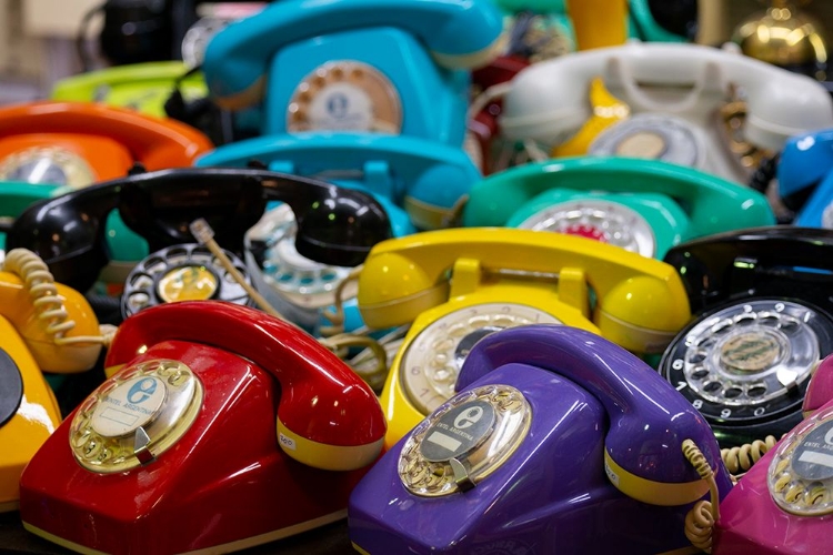 Picture of ARGENTINA-BUENOS AIRES SAN TELMO MARKET-AKA MERCADO SAN TELMO COLORFUL VINTAGE TELEPHONES