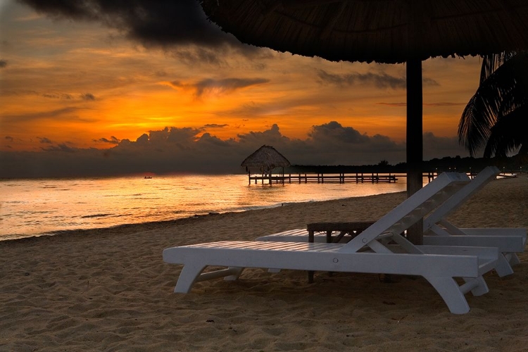 Picture of BELIZE-SUNRISE OVER THE CARIBBEAN OCEAN