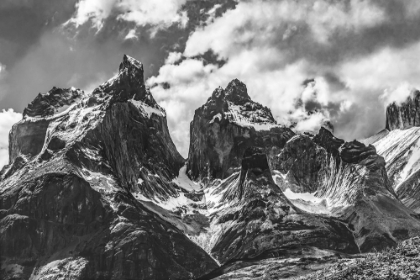 Picture of BLACK AND WHITE PAINE HORNS THREE GRANITE PEAKS-TORRES DEL PAINE NATIONAL PARK-PATAGONIA-CHILE