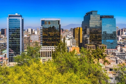 Picture of MODERN AND OLD BUILDINGS OVERVIEW VITACURA HIGHWAY MOUNTAINS-SANTIAGO-CHILE