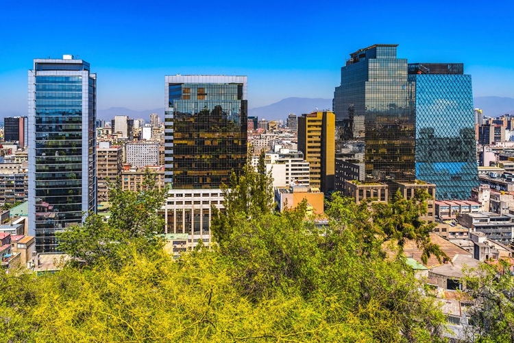 Picture of MODERN AND OLD BUILDINGS OVERVIEW VITACURA HIGHWAY MOUNTAINS-SANTIAGO-CHILE