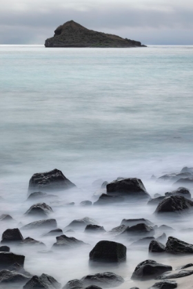 Picture of WAVES CRASHING OVER LAVA ROCKS ON SHORELINE OF ESPANOLA ISLAND-GALAPAGOS ISLANDS-ECUADOR