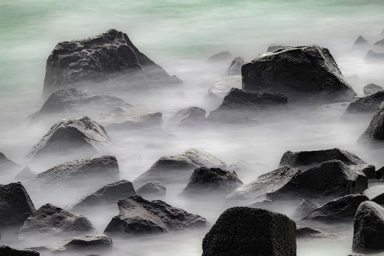 Picture of WAVES CRASHING OVER LAVA ROCKS ON SHORELINE OF ESPANOLA ISLAND-GALAPAGOS ISLANDS-ECUADOR