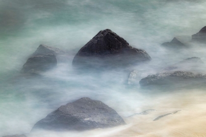 Picture of WAVES CRASHING OVER LAVA ROCKS ON SHORELINE OF ESPANOLA ISLAND-GALAPAGOS ISLANDS-ECUADOR