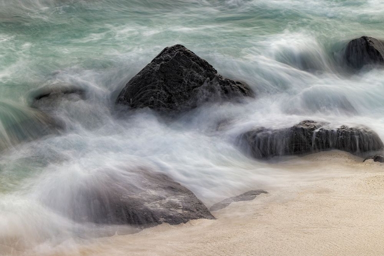 Picture of WAVES CRASHING OVER LAVA ROCKS ON SHORELINE OF ESPANOLA ISLAND-GALAPAGOS ISLANDS-ECUADOR