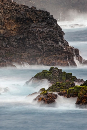 Picture of WAVES CRASHING OVER LAVA ROCKS ON SHORELINE OF ESPANOLA ISLAND-GALAPAGOS ISLANDS-ECUADOR