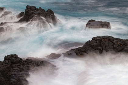 Picture of WAVES CRASHING OVER LAVA ROCKS ON SHORELINE OF ESPANOLA ISLAND-GALAPAGOS ISLANDS-ECUADOR