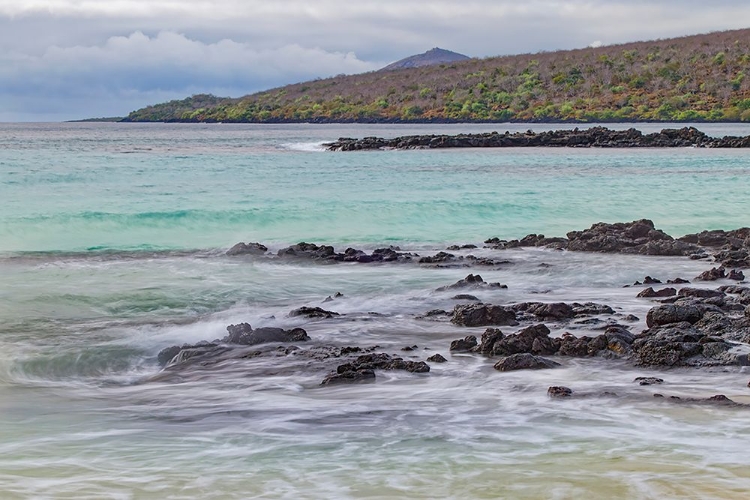 Picture of SMALL WAVES ON LAVA ROCKS ALONG SHORELINE OF FLOREANA ISLAND-GALAPAGOS ISLANDS-ECUADOR