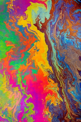 Picture of ABSTRACT PATTERN IN OIL SPILLED IN SMALL STREAM-COSTA RICA