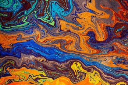 Picture of ABSTRACT PATTERN IN OIL SPILLED IN SMALL STREAM-COSTA RICA