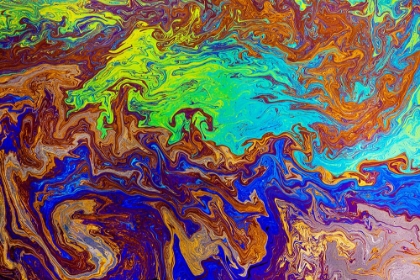 Picture of ABSTRACT PATTERN IN OIL SPILLED IN SMALL STREAM-COSTA RICA