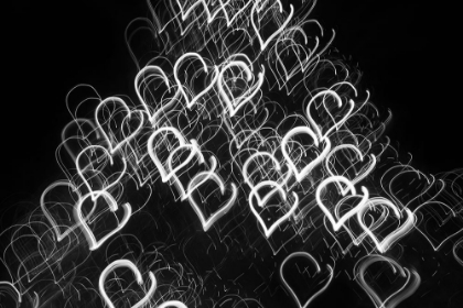 Picture of USA-ARIZONA-BUCKEYE-BLACK AND WHITE ABSTRACT MOTION OF CHRISTMAS TREE AT NIGHT