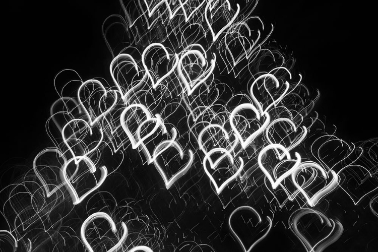 Picture of USA-ARIZONA-BUCKEYE-BLACK AND WHITE ABSTRACT MOTION OF CHRISTMAS TREE AT NIGHT