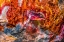 Picture of RED-ORANGE AND YELLOW PETRIFIED WOOD ABSTRACT-BLUE MESA-PETRIFIED FOREST NATIONAL PARK-ARIZONA