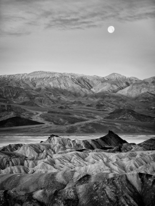 Picture of USA-CALIFORNIA-DEATH VALLEY NATIONAL PARK MOON SETTING AT DAWN OVER ZABRISKIE POINT